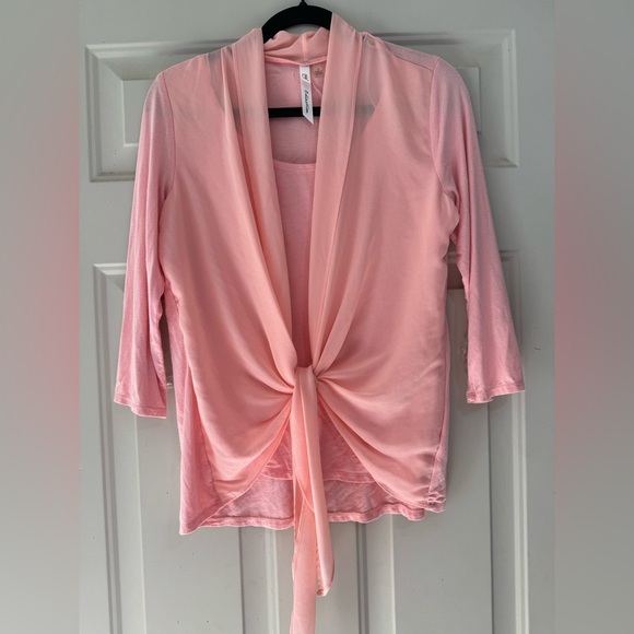 NY Collection Soft Pink Cardigan Tie Front Sz Medium - Picture 1 of 3